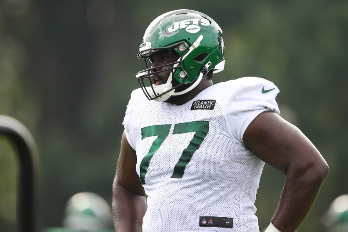Jets Mekhi Becton at training camp